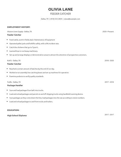 Feeder Catcher Resume