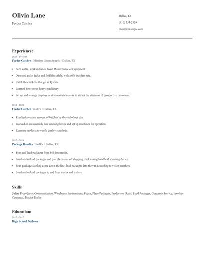 Feeder Catcher Resume