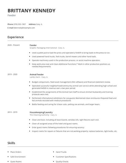 Feeder Resume