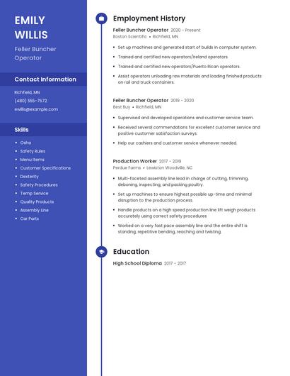 Feller Buncher Operator Resume