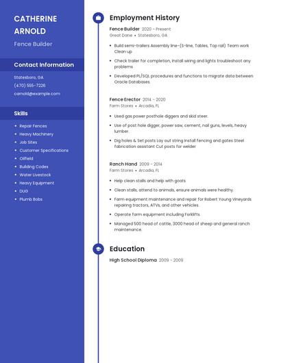 Fence Builder Resume