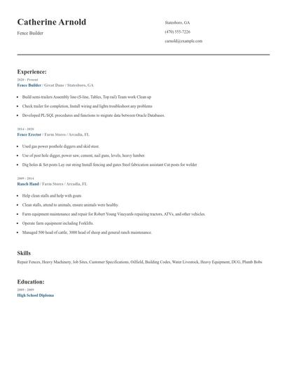 Fence Builder Resume