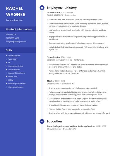 Fence Erector Resume