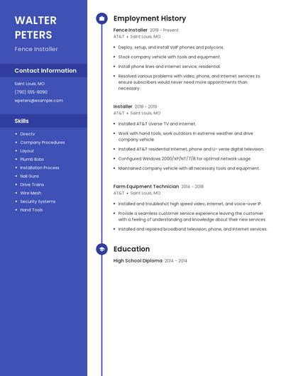 Fence Installer Resume