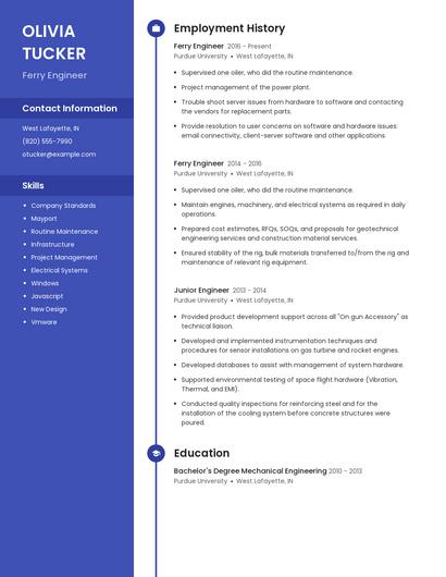 Ferry Engineer Resume