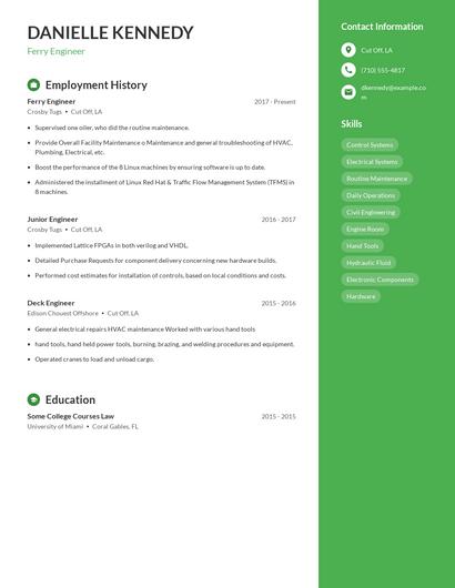 Ferry Engineer Resume