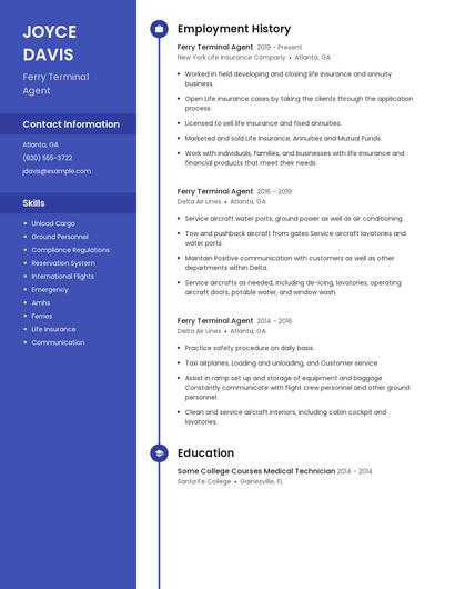 Ferry Terminal Agent Resume