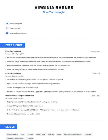 Fiber Technologist Resume