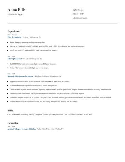 Fiber Technologist Resume