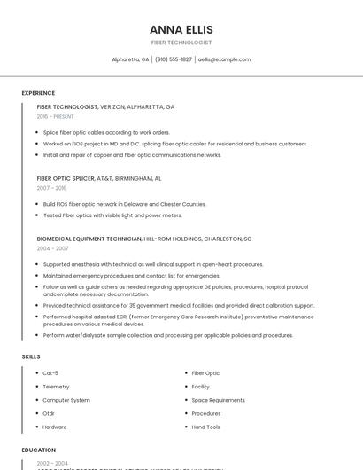 Fiber Technologist Resume
