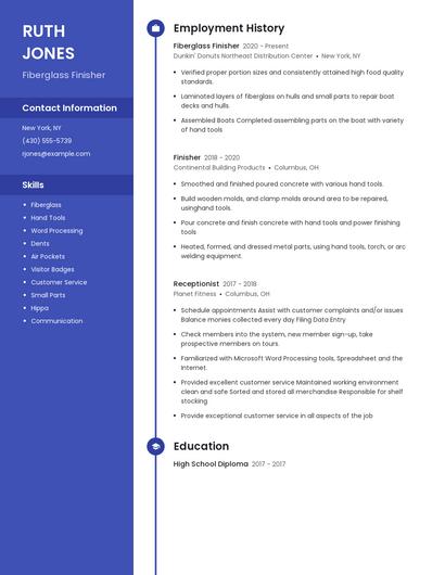 Fiberglass Finisher Resume