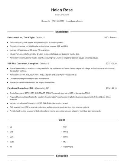 Fico Consultant Resume