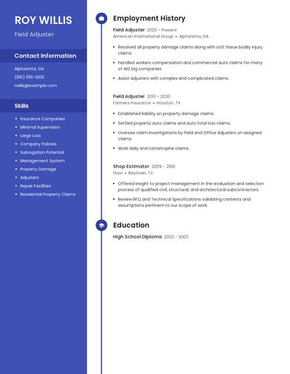 Field Adjuster Resume