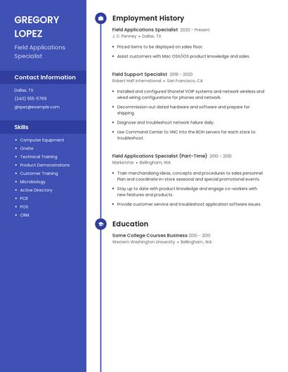 Field Applications Specialist Resume