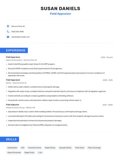 Field Appraiser Resume
