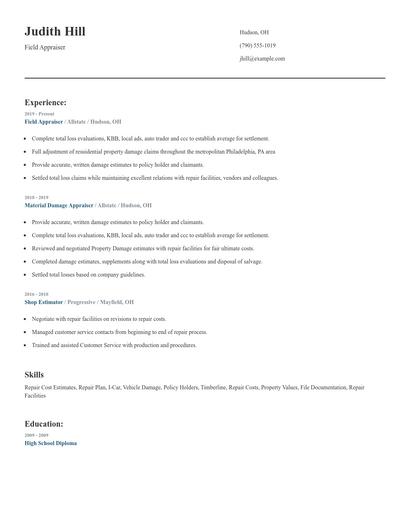 Field Appraiser Resume