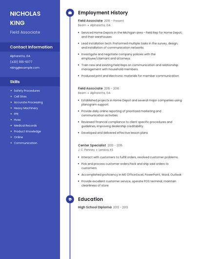 Field Associate Resume