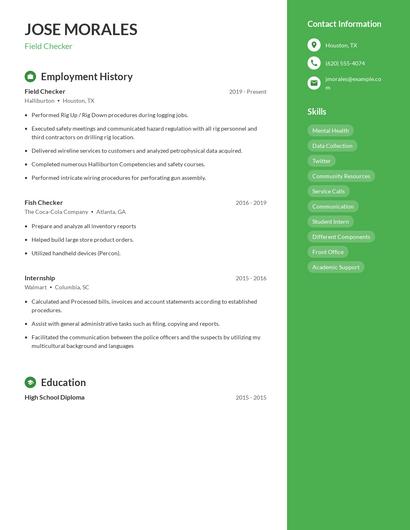 Field Checker Resume