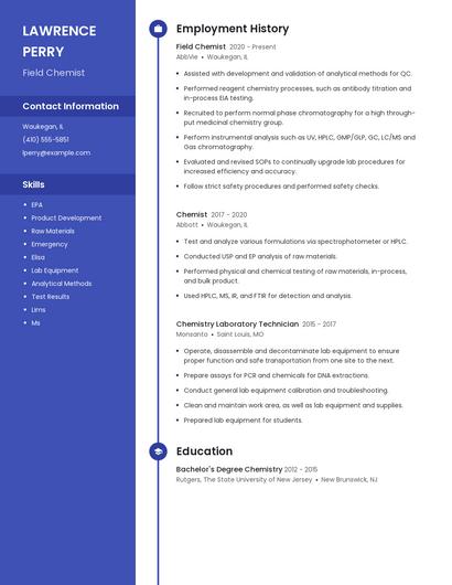 Field Chemist Resume