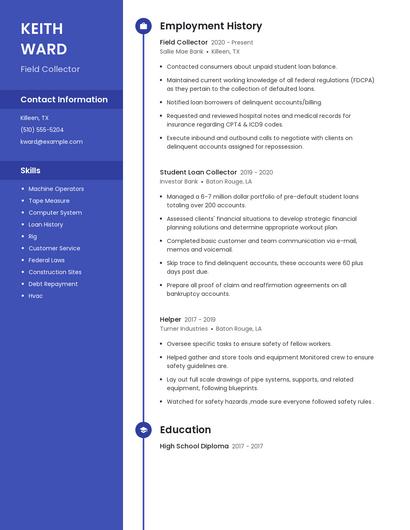 Field Collector Resume