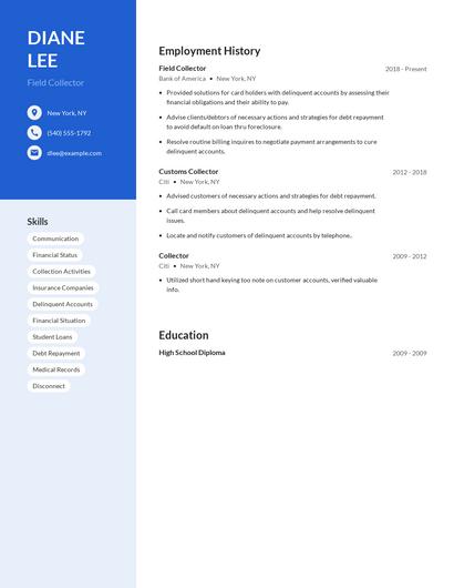 Field Collector Resume