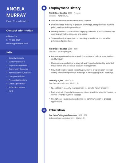 Field Coordinator Resume