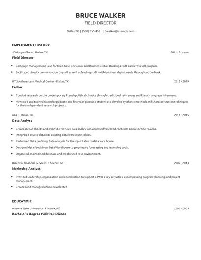 Field Director Resume