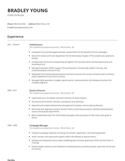 Field Director Resume