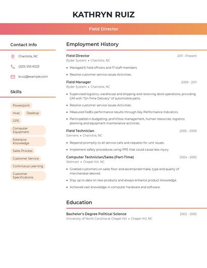 Field Director Resume