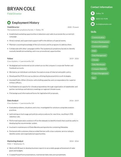 Field Director Resume