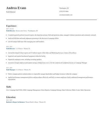 Field Director Resume