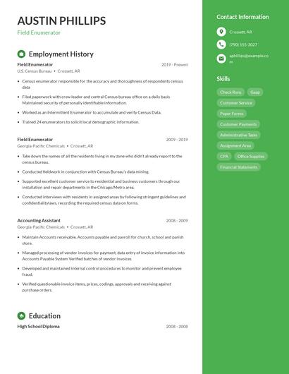 Field Enumerator Resume