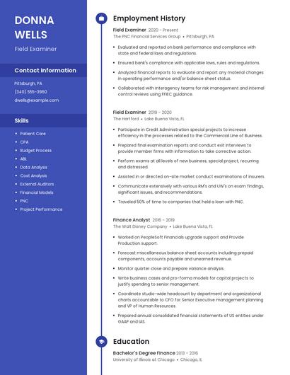 Field Examiner Resume