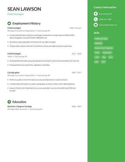 Field Geologist Resume