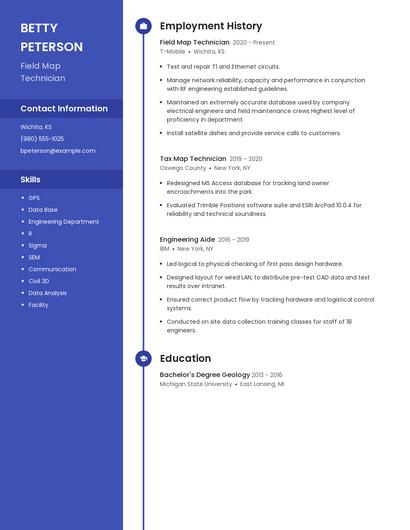 Field Map Technician Resume