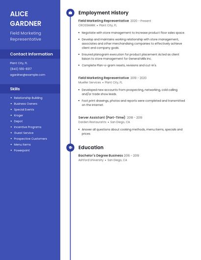 Field Marketing Representative Resume