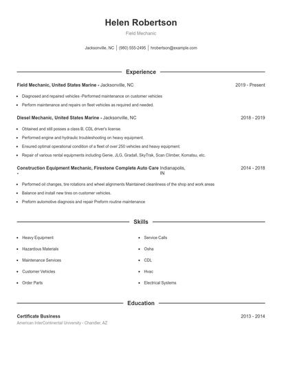 Resume example 1