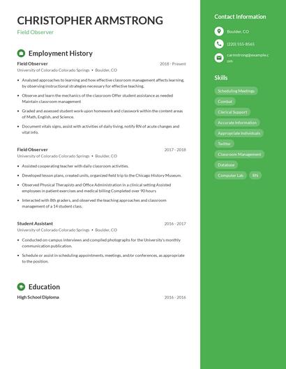 Field Observer Resume