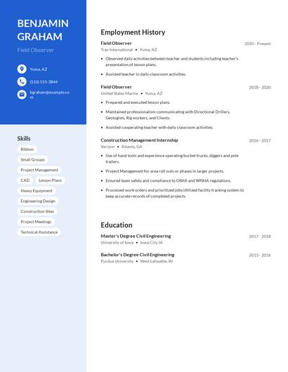 Field Observer Resume