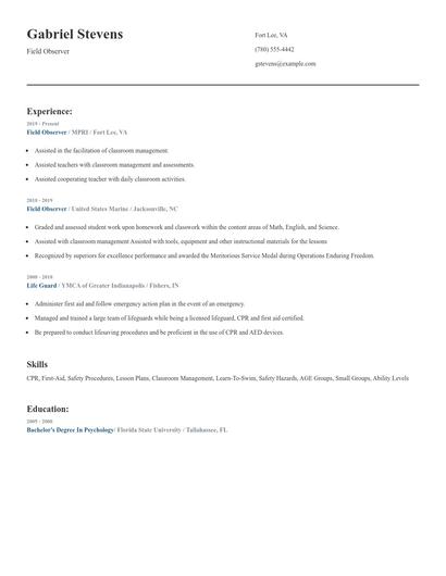 Field Observer Resume