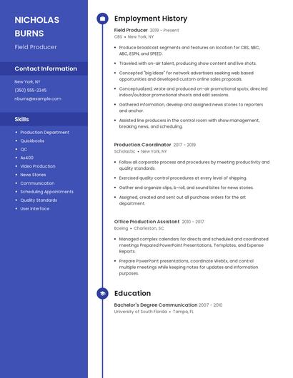 Field Producer Resume
