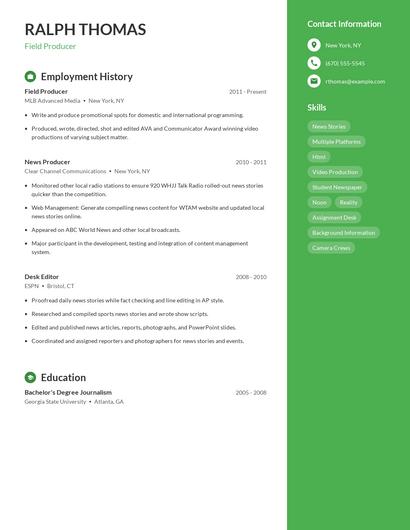 Field Producer Resume