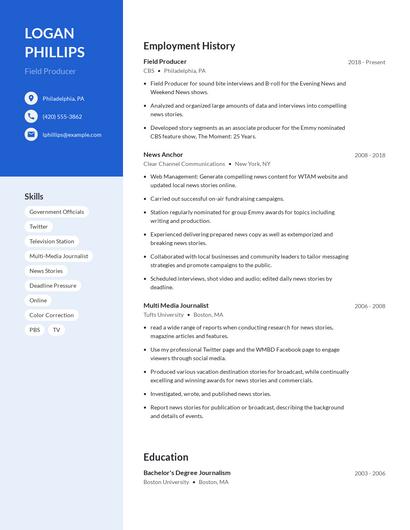 Field Producer Resume