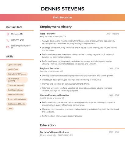 Field Recruiter Resume