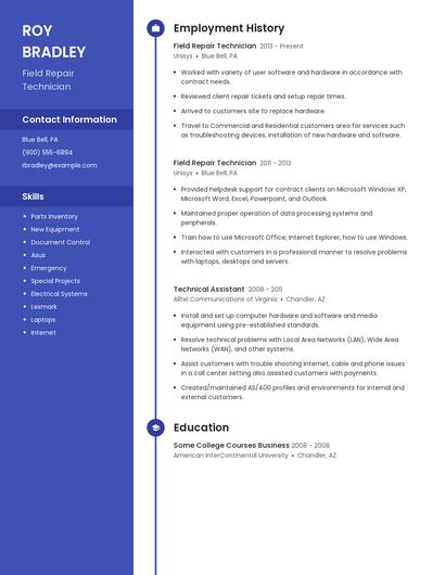 Field Repair Technician Resume