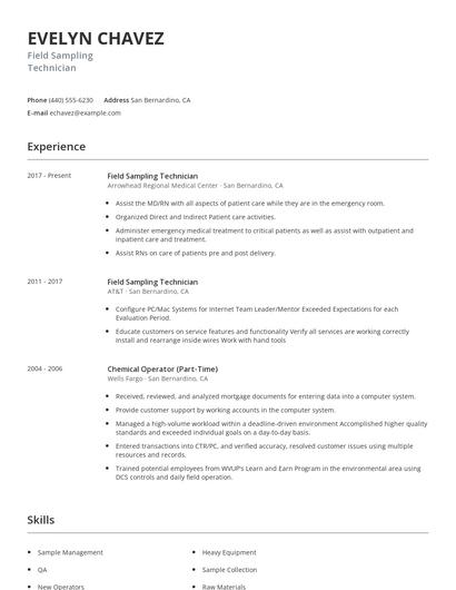 Field Sampling Technician Resume