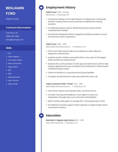 Field Scout Resume