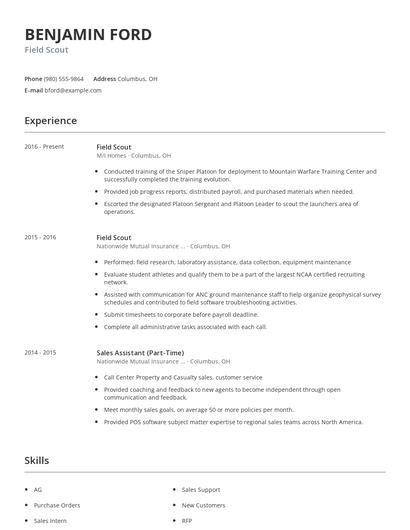 Field Scout Resume