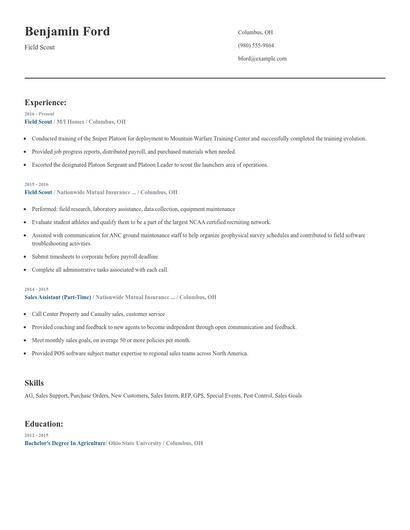 Field Scout Resume
