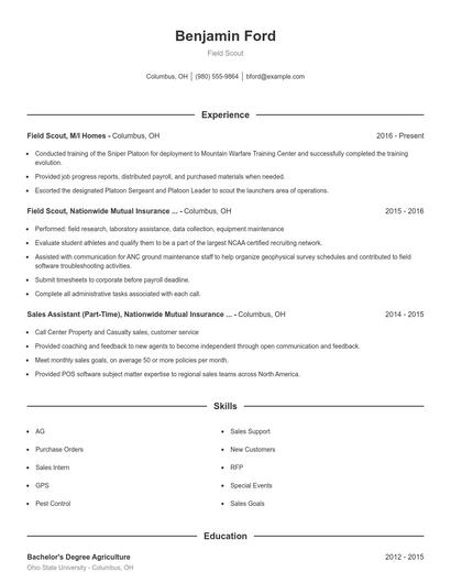 Field Scout Resume